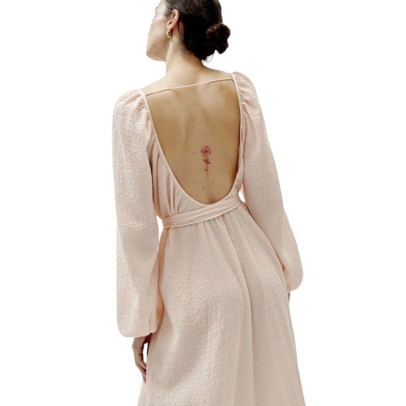 Reformation Milana Maxi Dress Womens Size 6 Blush Textured Gauze $248 NWT - Picture 4 of 16